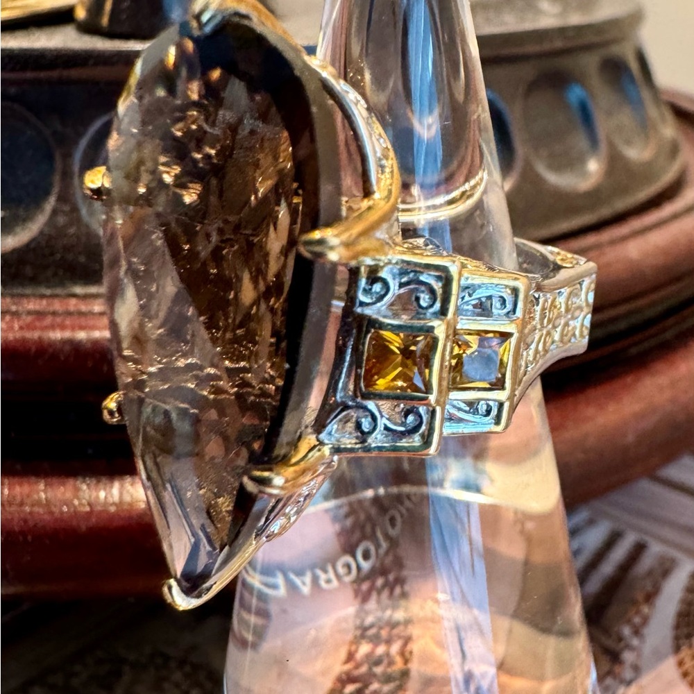 Michael Valitutti Gems En Vogue 24k Gold Over Silver Smokey Quartz N Citrine - 7 - Picture 6 of 13